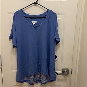 AVA&VIV 3X Women's High Low Blue Top